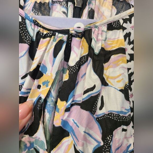 Rebecca Taylor Sleeveless Fleur Mix Dress, Boho Cottagecore Silk Blend | 12 - Picture 10 of 16